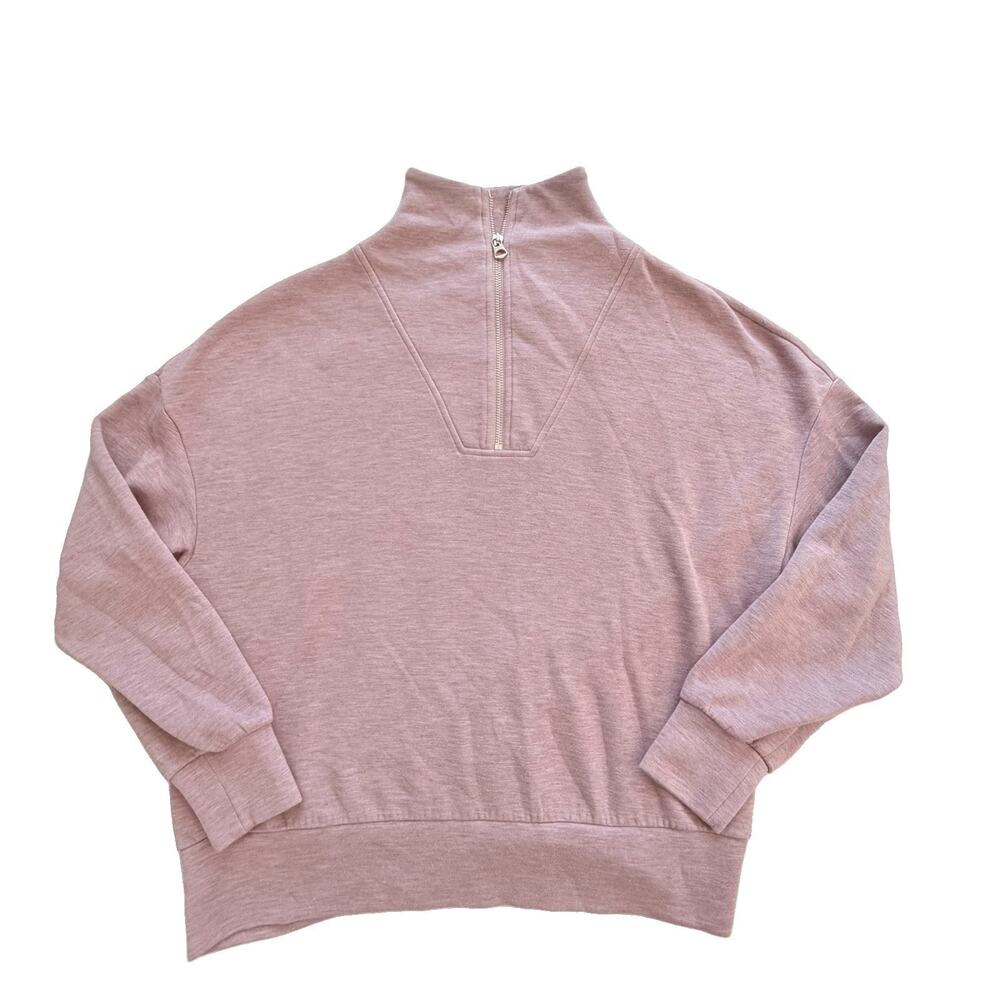 Varley Women’s Hawley Half Zip Double Soft Sweatshirt Mauve Marl XS Oversize